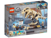La mostra del fossile di dinosauro T. Rex LEGO logo