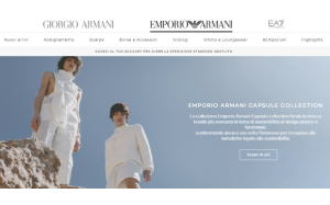 Il sito online di Emporio Armani