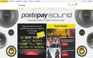 Il sito online di Postepay sound