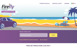 Il sito online di Firefly car rental