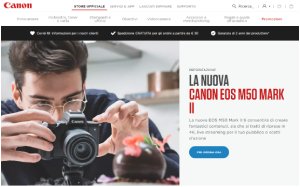 Il sito online di Canon