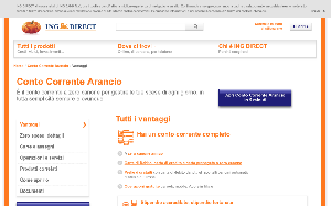 Il sito online di Conto Corrente Arancio