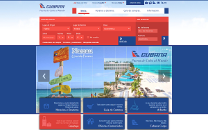 Il sito online di Cubana de Aviación