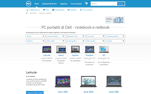 Il sito online di PC portatili di Dell