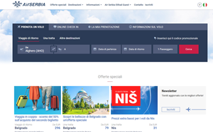 Il sito online di Air Serbia