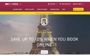 Il sito online di Big Bus Tours Parigi