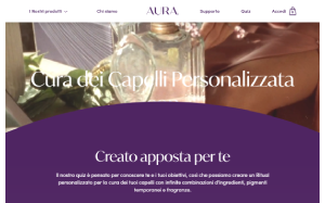 Il sito online di Aura haircare
