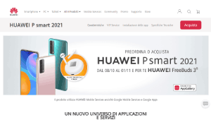 Il sito online di HUAWEI P smart 2021