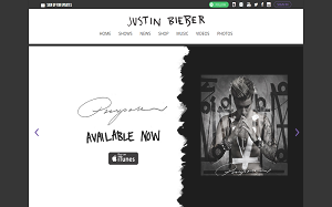 Il sito online di Justin Bieber