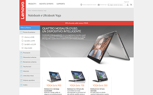 Il sito online di Lenovo yoga