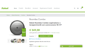 Il sito online di iRobot Roomba Combo
