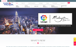 Il sito online di Tourism Malaysia