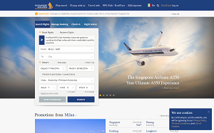 Il sito online di Singapore Airlines
