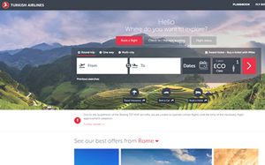 Il sito online di Turkish Airlines