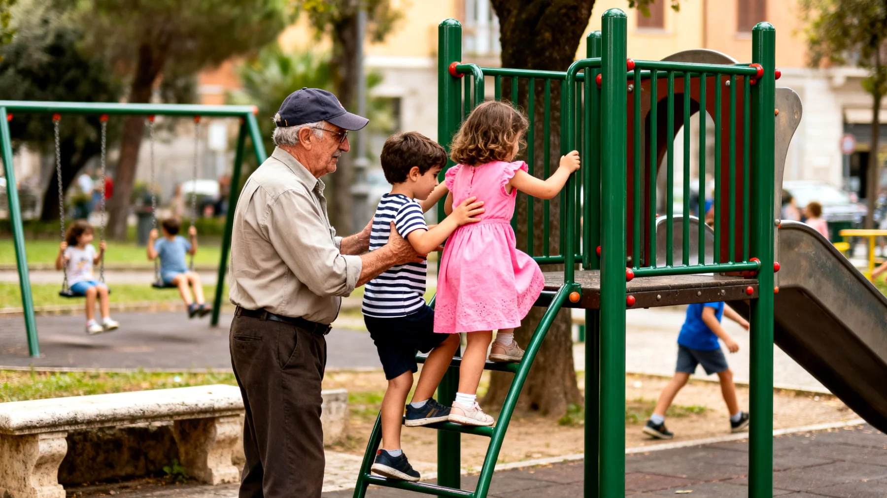Il nonno tende a proteggere eccessivamente i nipoti bambini, impedendo loro di sperimentare autonomia e di affrontare piccole sfide quotidiane, limitando così lo sviluppo della loro indipendenza e capacità di problem solving"